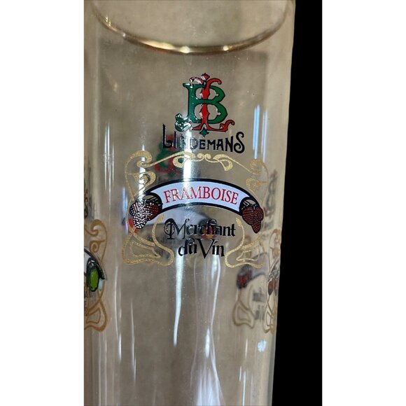 2 Lindemans Clear Tall Fluted Beer Glasses Gold Rim Kriek Peche Pomme Framboise- - Picture 2 of 7